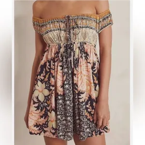 💗 Free People Bali Mariposa Babydoll Dress In Black Combo