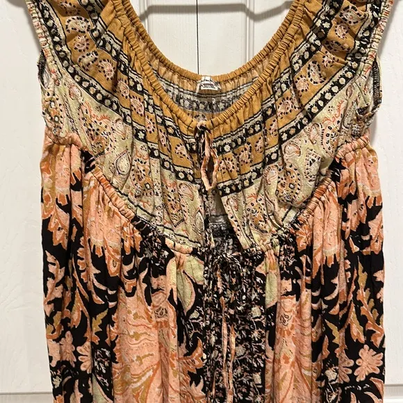💗 Free People Bali Mariposa Babydoll Dress In Black Combo