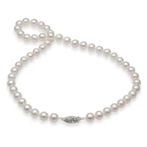 18-19" Akoya White Pearl Strand with White Gold Clasp - 8-8.5mm