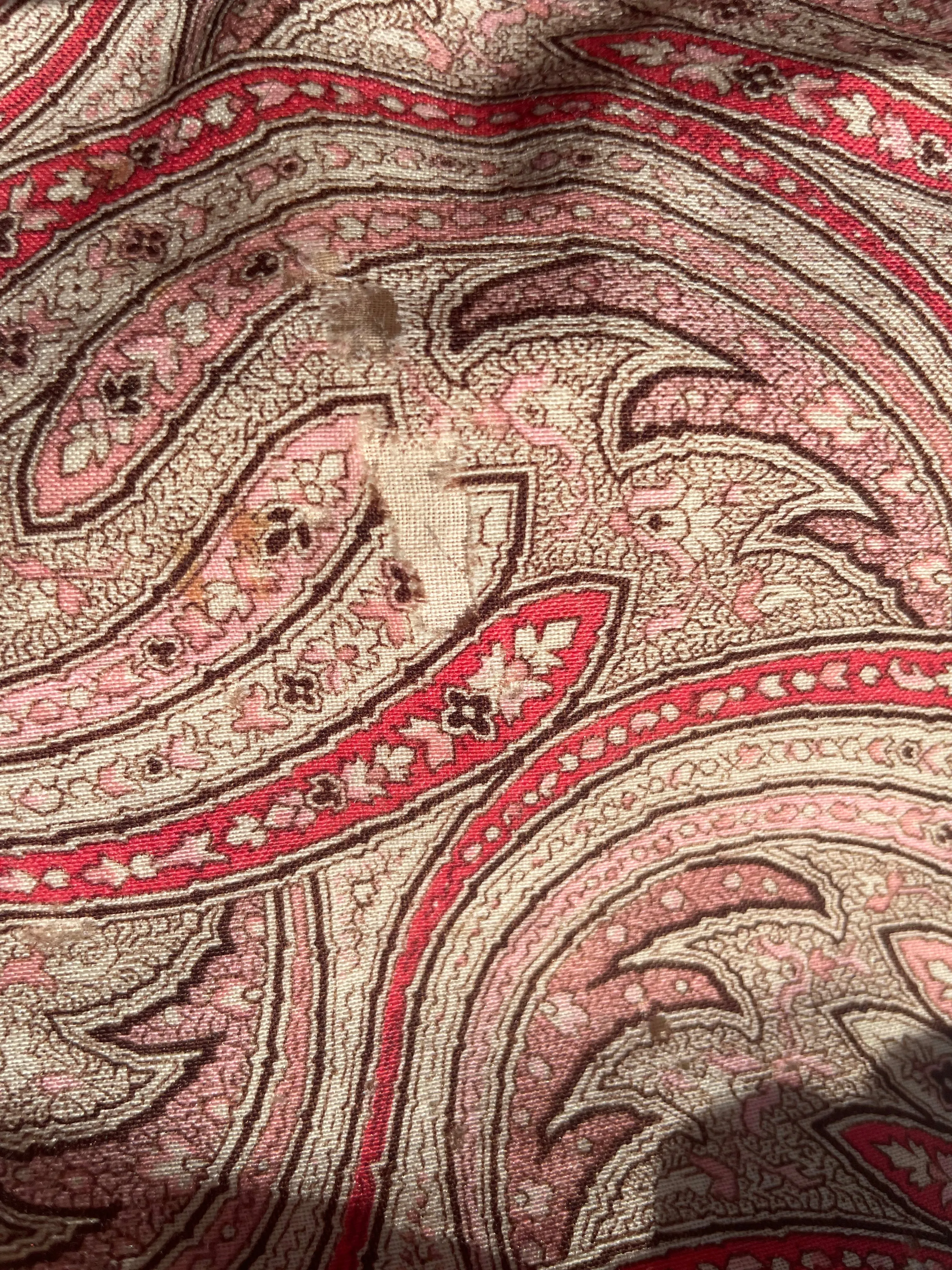 1890s Paisley Wool Challis Bishop Sleeve Wrapper Gown