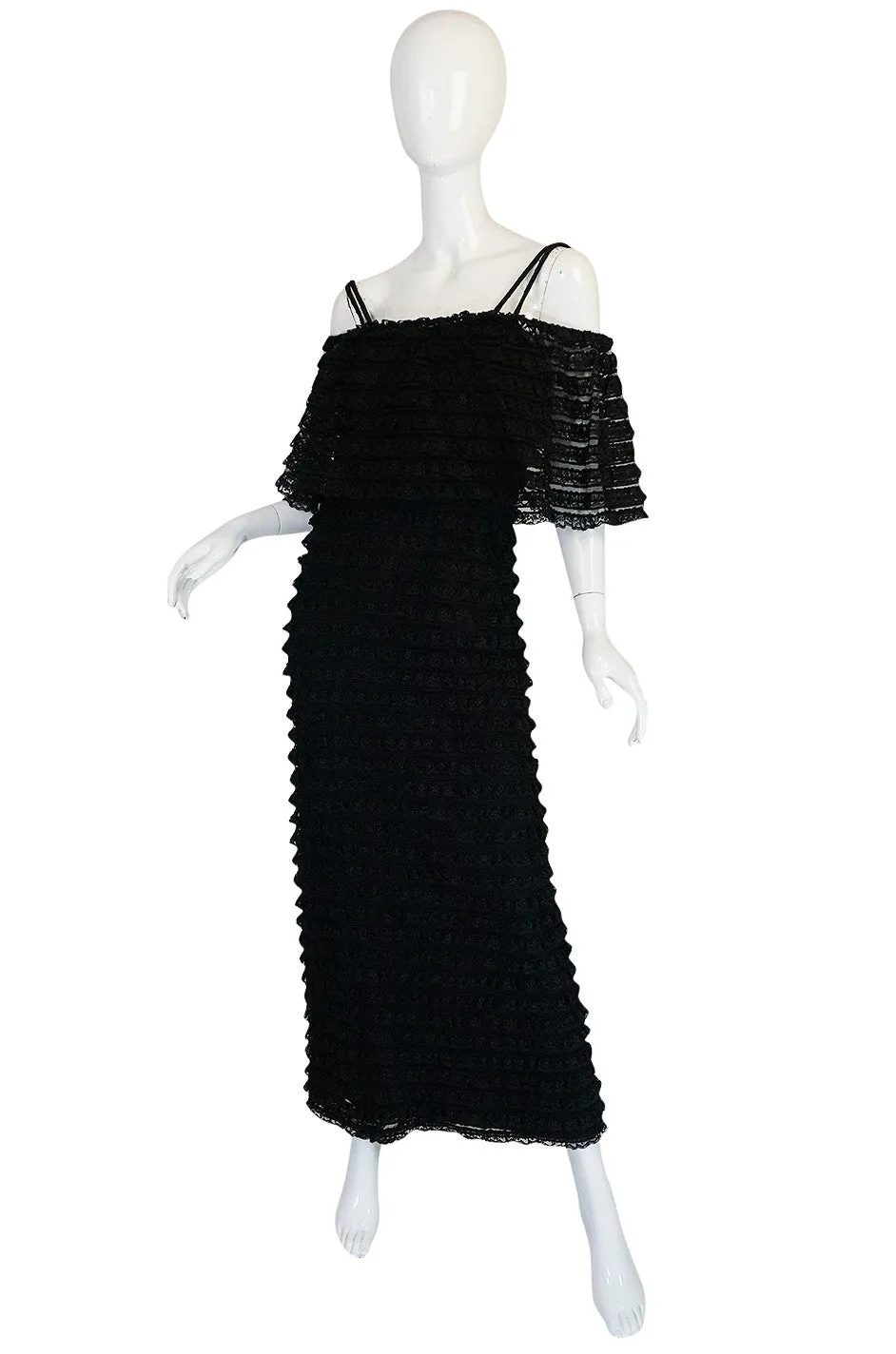 1960s Black Lace  & Net Simonetta Sheath Dress & Cape