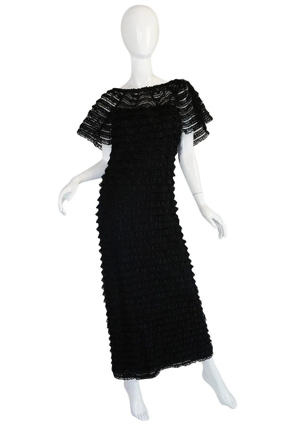 1960s Black Lace  & Net Simonetta Sheath Dress & Cape