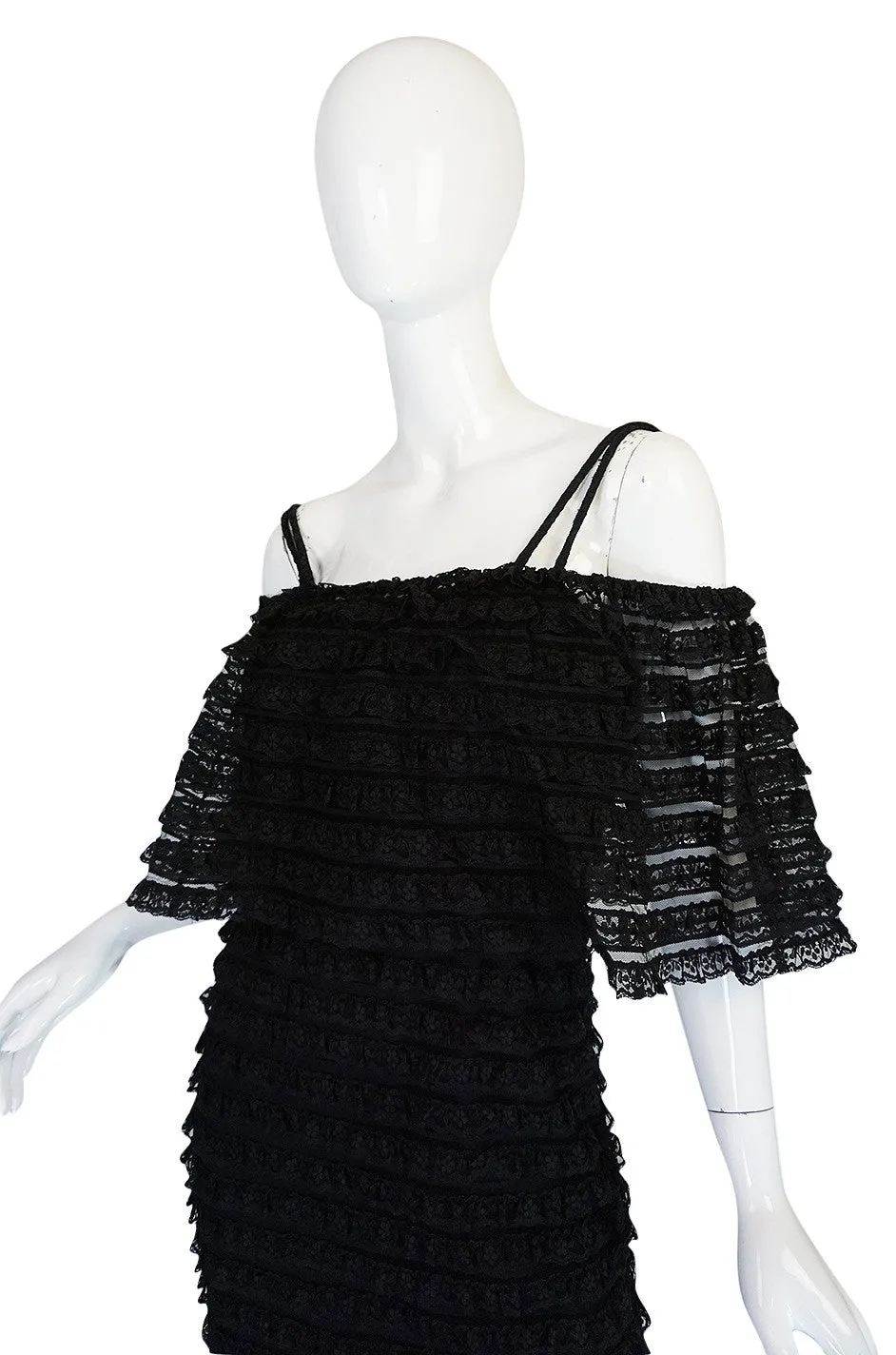 1960s Black Lace  & Net Simonetta Sheath Dress & Cape