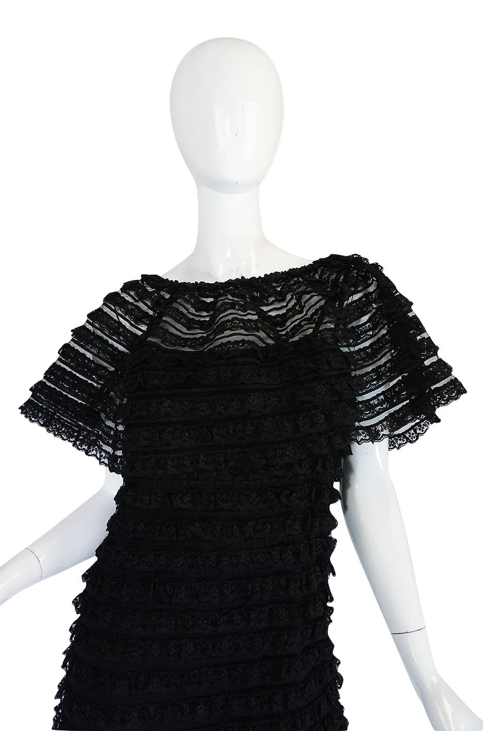 1960s Black Lace  & Net Simonetta Sheath Dress & Cape