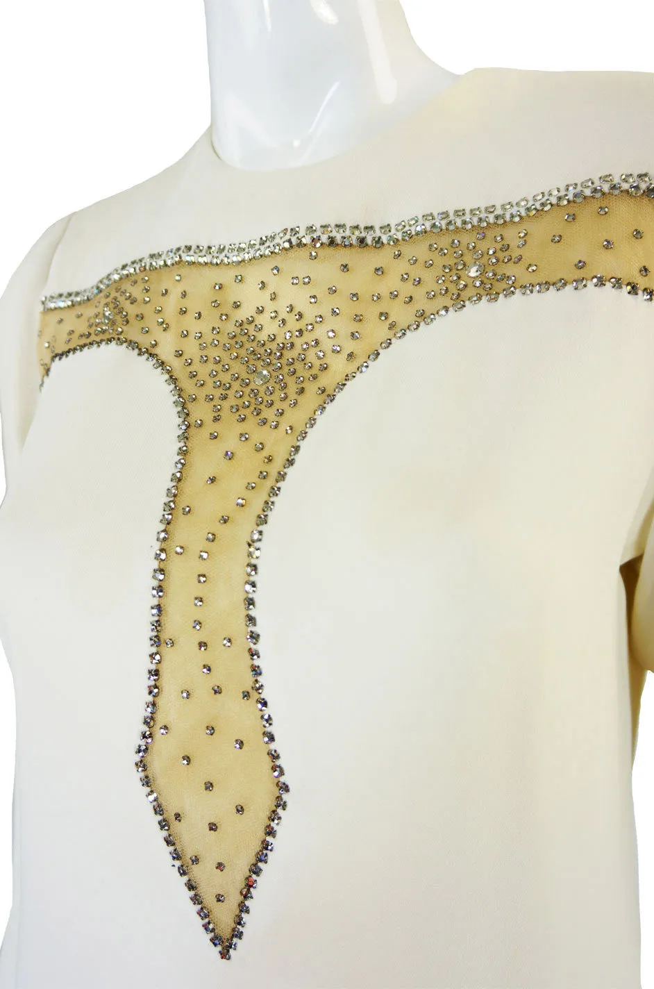 1960s Rhinestone Detail Teal Traina Dress