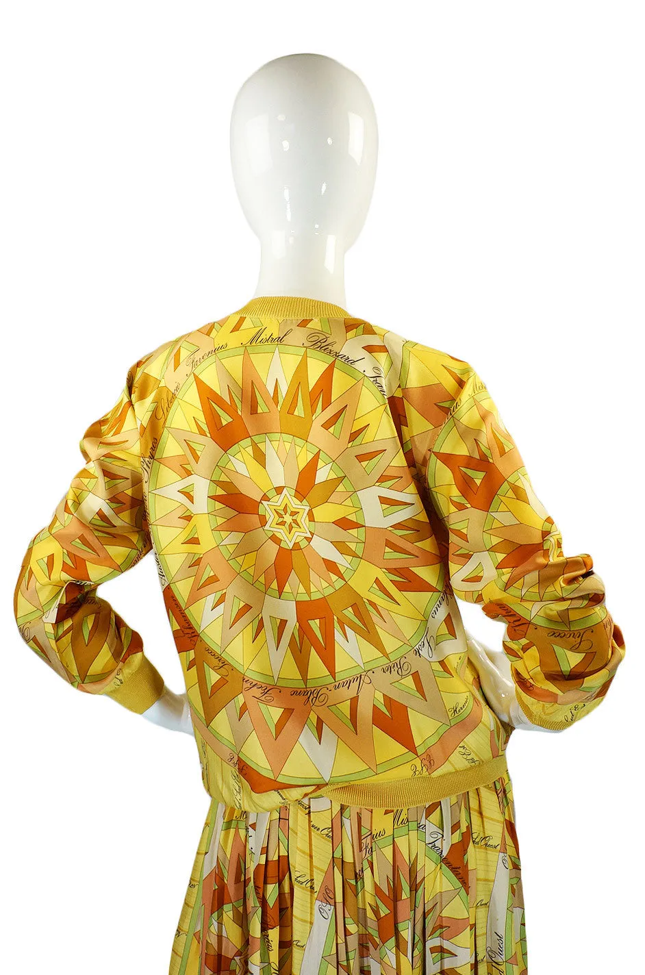 1970s Rare Hermes Silk Top & Skirt Set