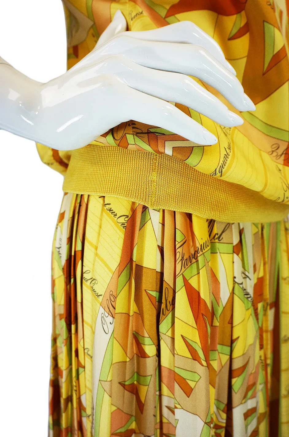 1970s Rare Hermes Silk Top & Skirt Set