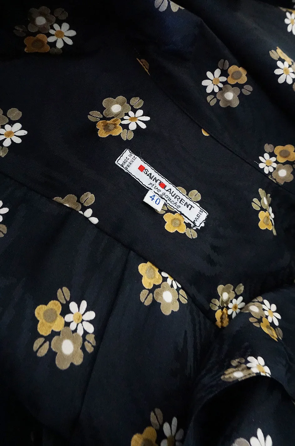 1974 Yves Saint Laurent Silk Floral Print Top