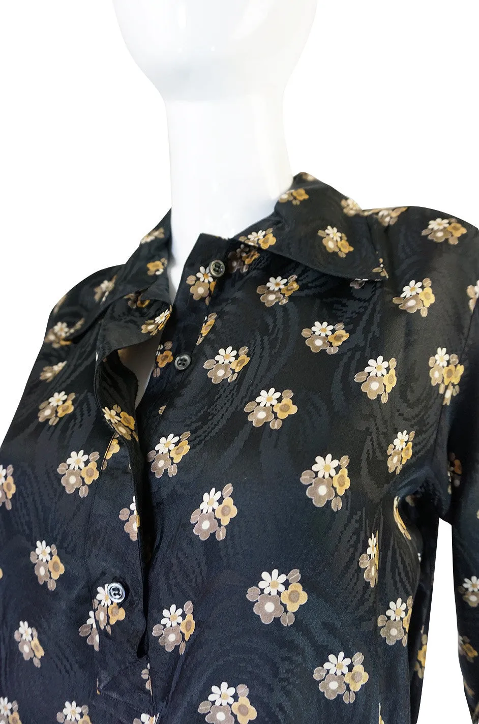 1974 Yves Saint Laurent Silk Floral Print Top