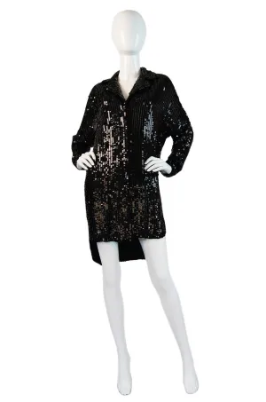 1980s Sequin Cassini Mini Shirt Dress