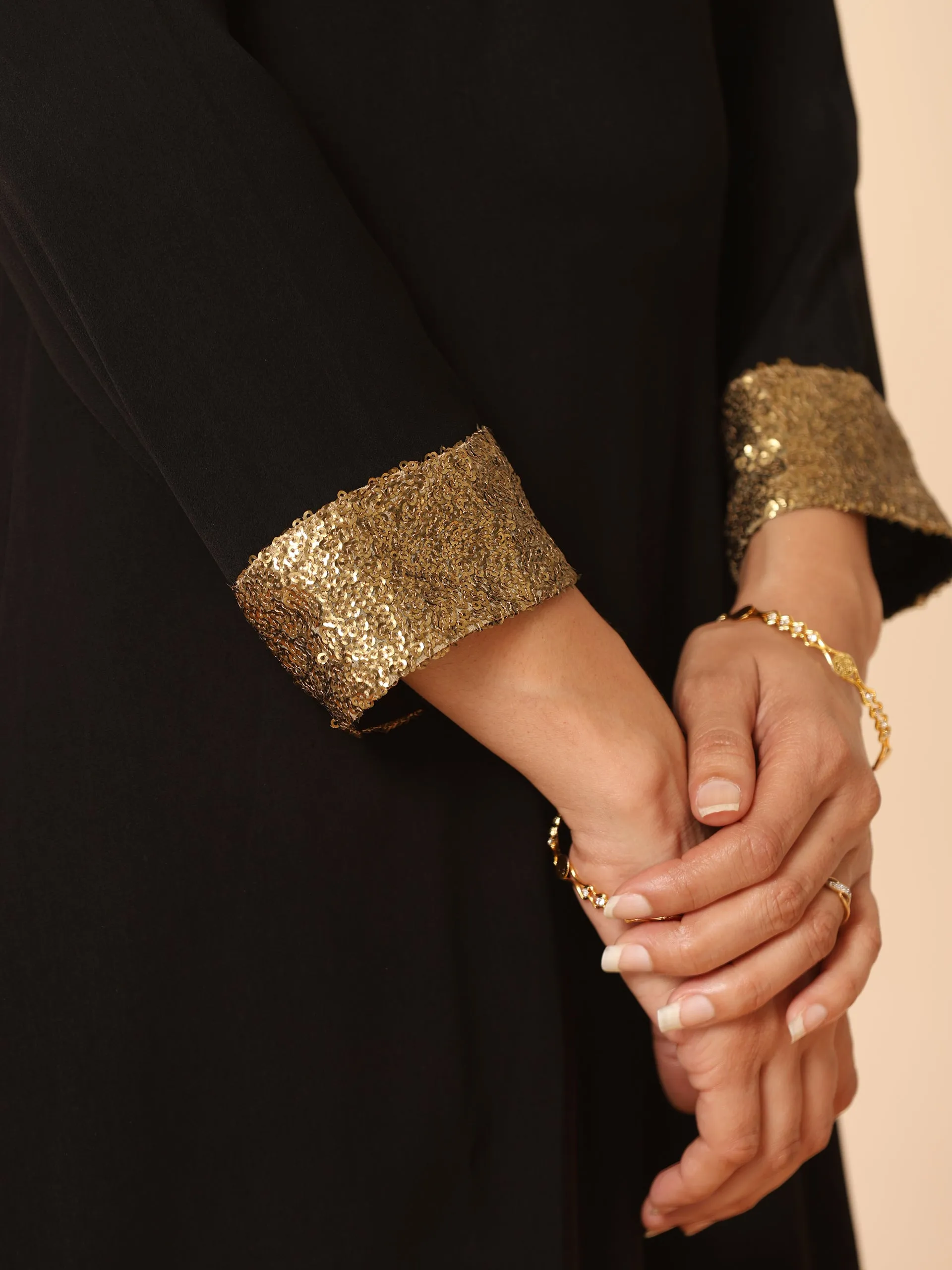 2 Pc SET - Black and Gold Sequin Kurta and Pant