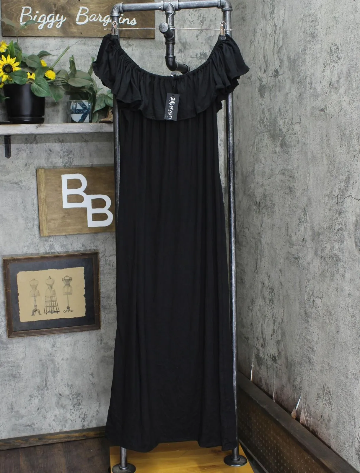 24seven Comfort Apparel Plus Size Ruffle Off The Shoulder Maxi Dress P0206038