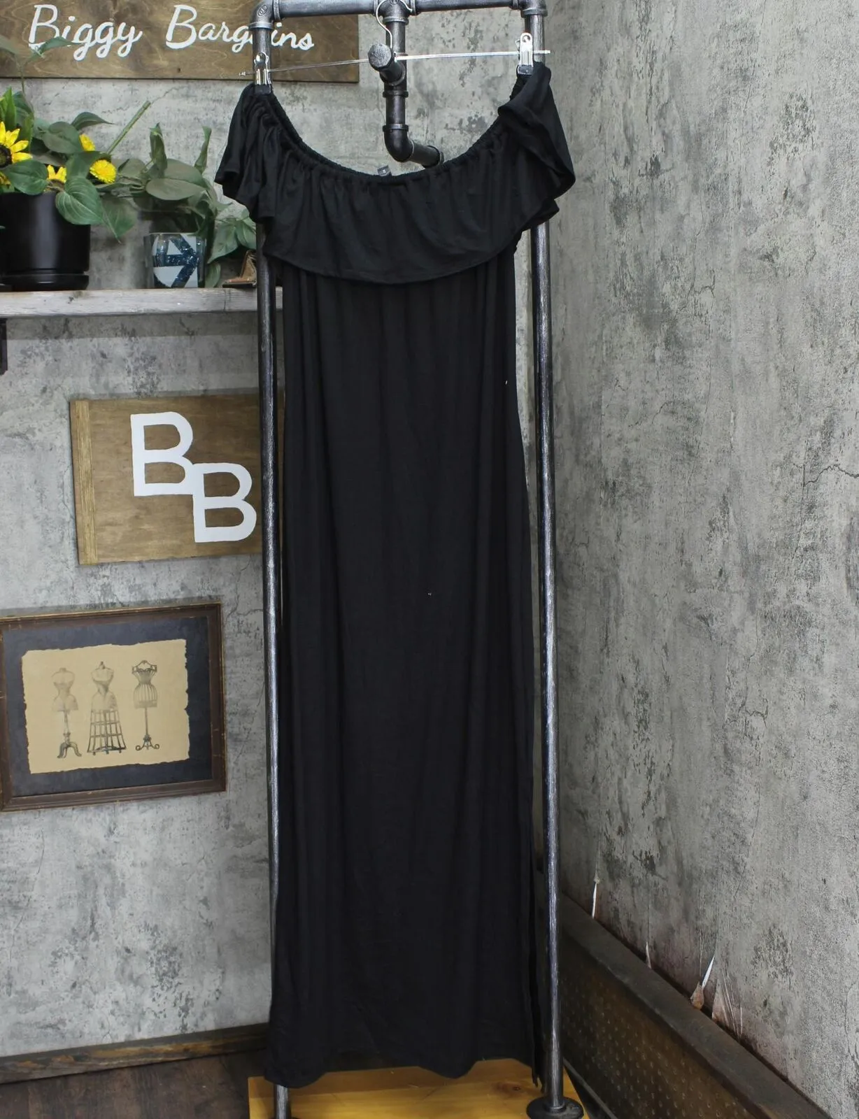 24seven Comfort Apparel Plus Size Ruffle Off The Shoulder Maxi Dress P0206038