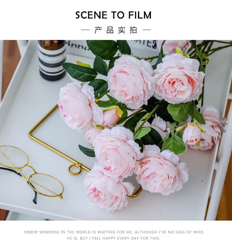 3 Headed Peony Artificial Flowers