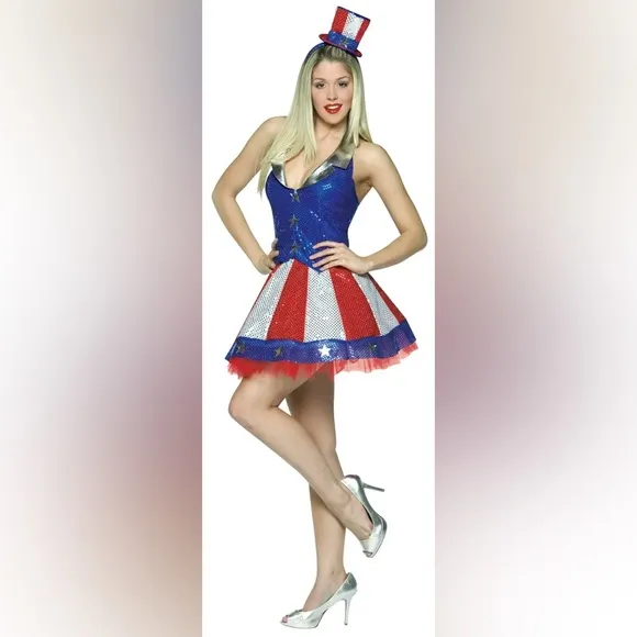 4th of July Aunt Samantha USA Patriotic Tutu Metallic Sequin Costume