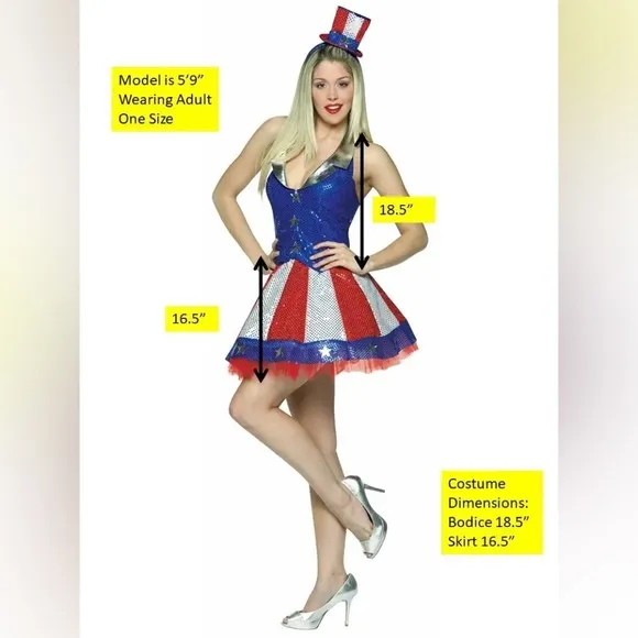 4th of July Aunt Samantha USA Patriotic Tutu Metallic Sequin Costume