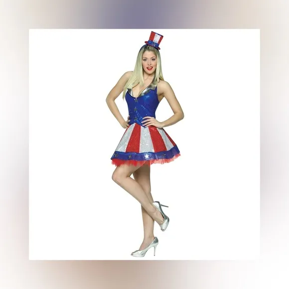 4th of July Aunt Samantha USA Patriotic Tutu Metallic Sequin Costume