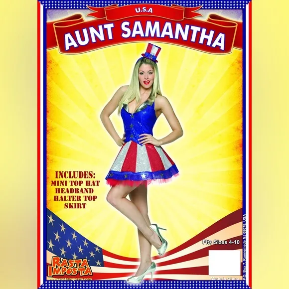 4th of July Aunt Samantha USA Patriotic Tutu Metallic Sequin Costume