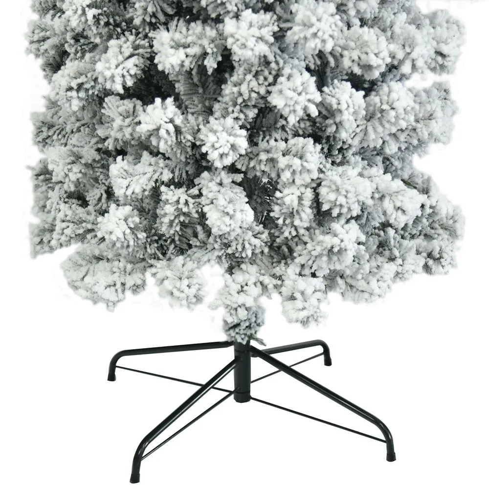 7.5ft Classic Pencil Tree with White Snow Flocked