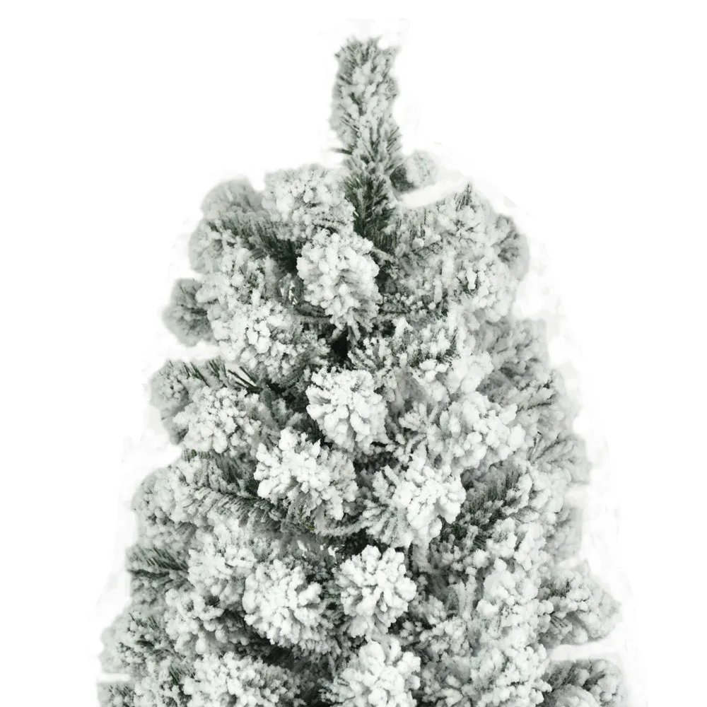 7.5ft Classic Pencil Tree with White Snow Flocked