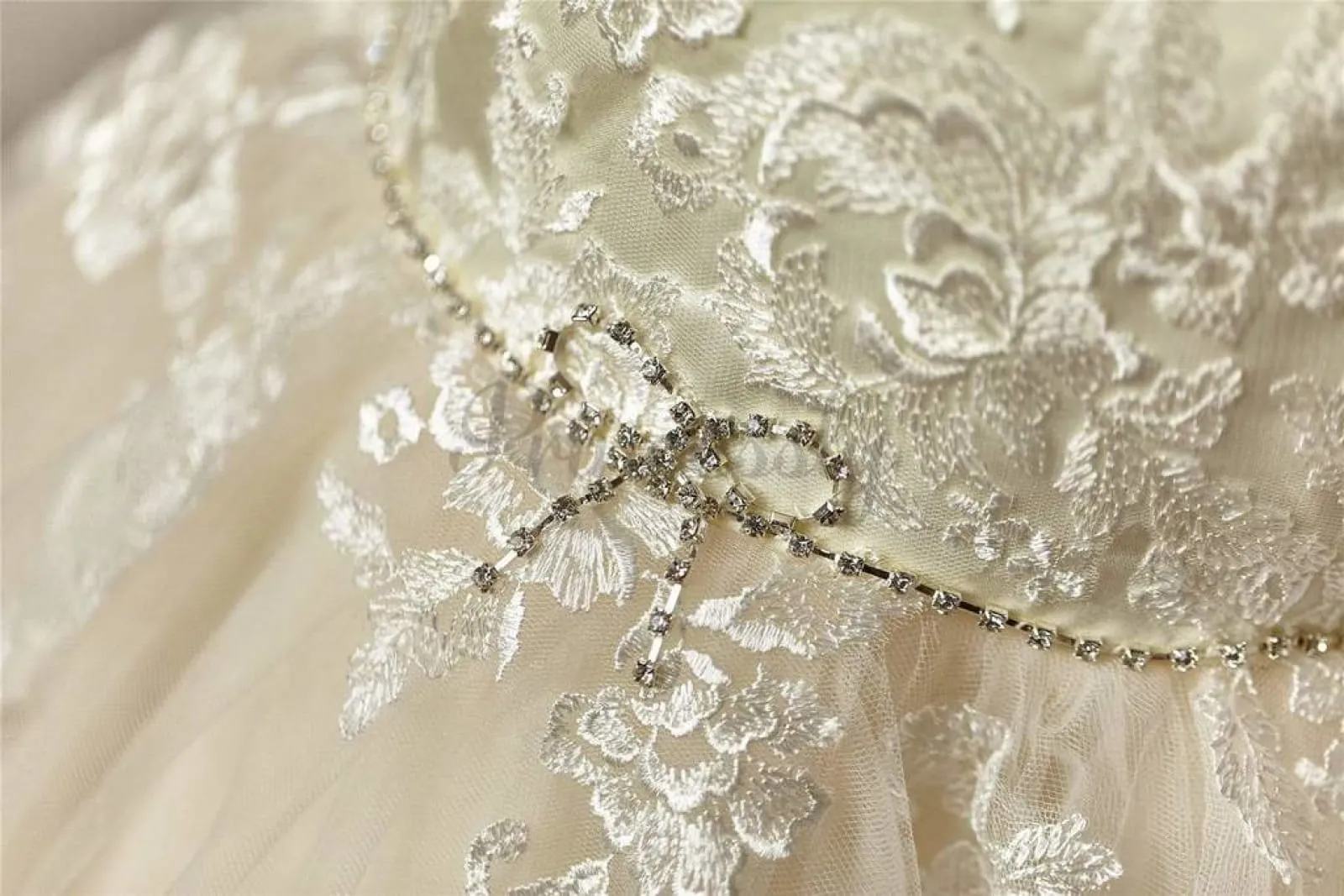 $79 SALE: Champagne Satin Tulle Flower Girl Dress with Beaded Sash