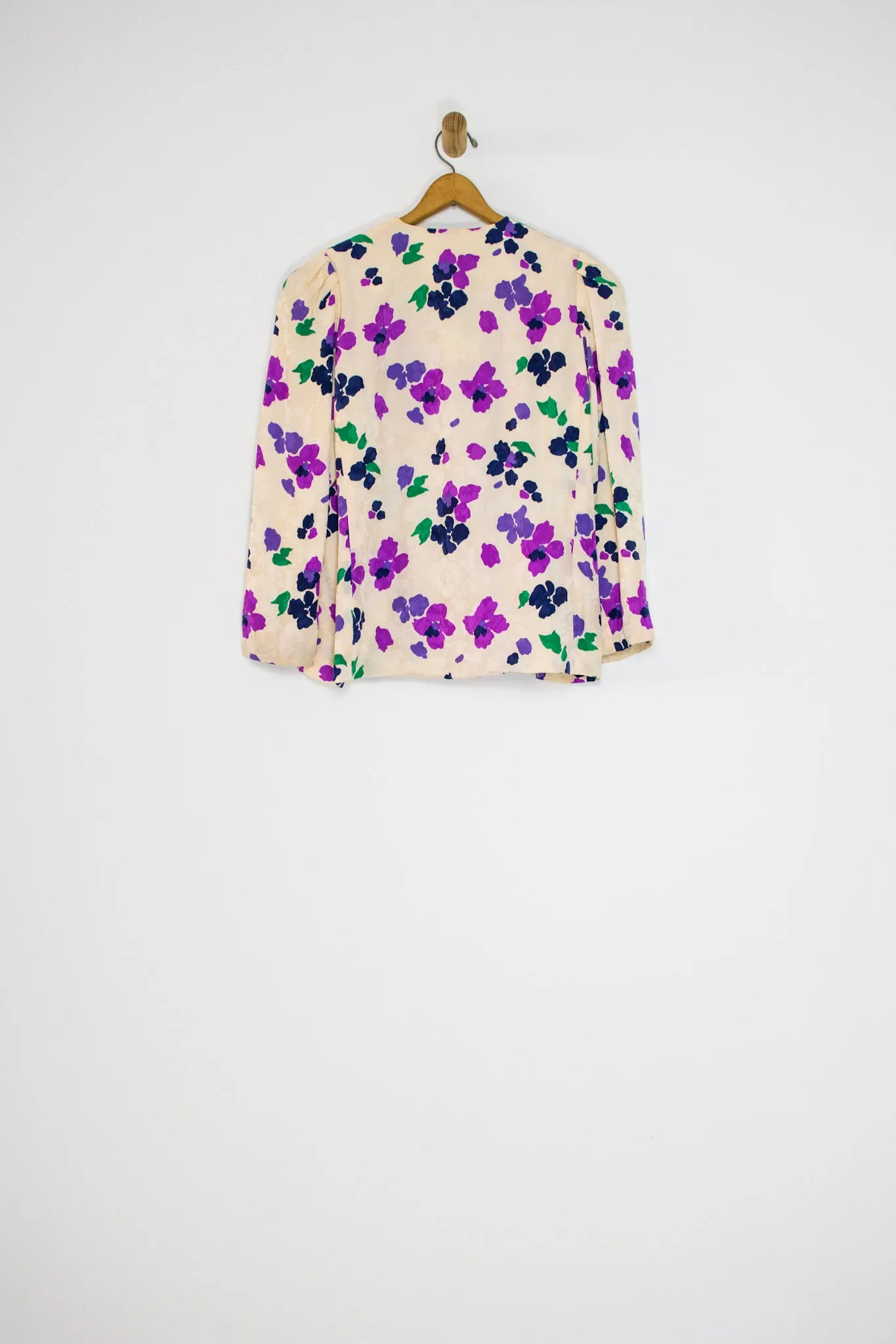 80’s EMBOSSED SILK FLORAL TOP / MEDIUM