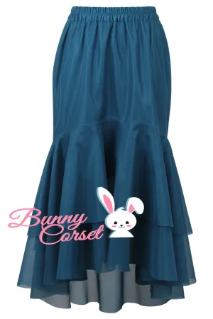 Adalynn Blue Satin & Mesh Net Elasticated Skirt