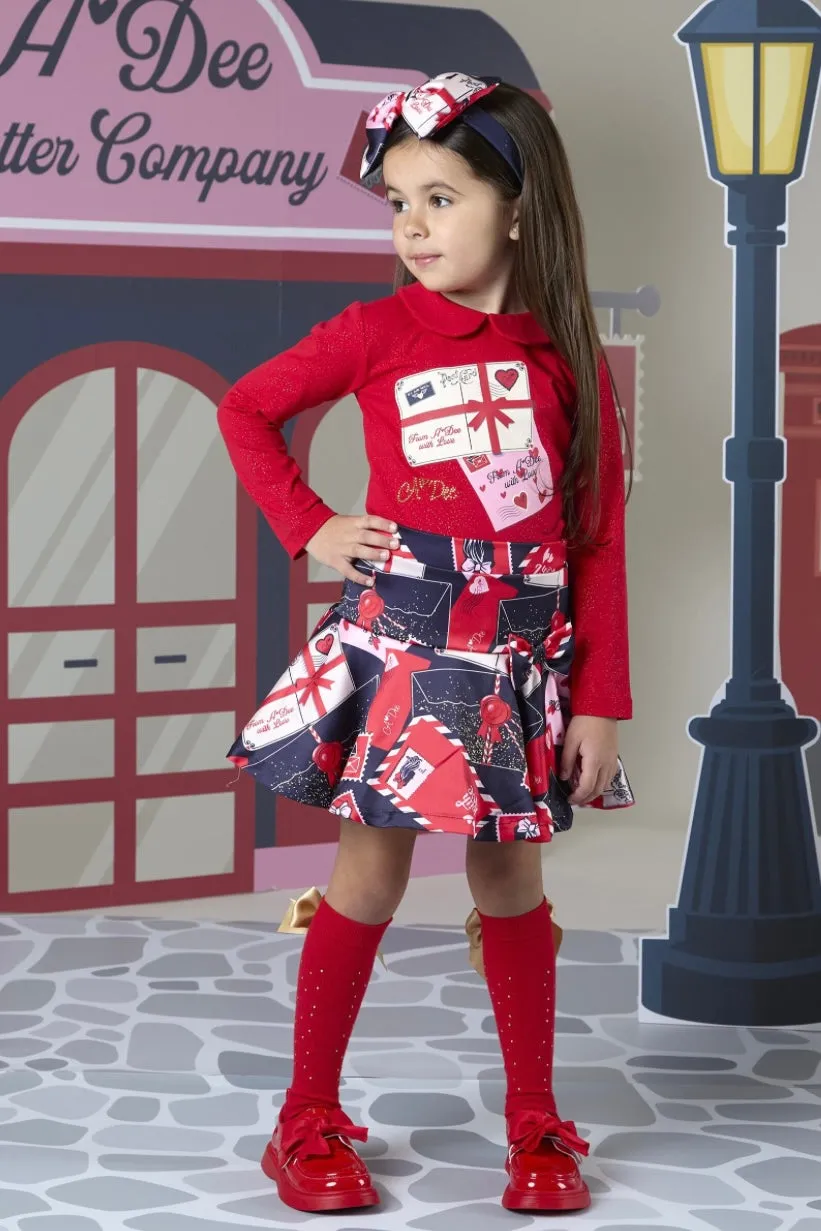 ADee ROXY Red Envelope Print Skirt Set W242505
