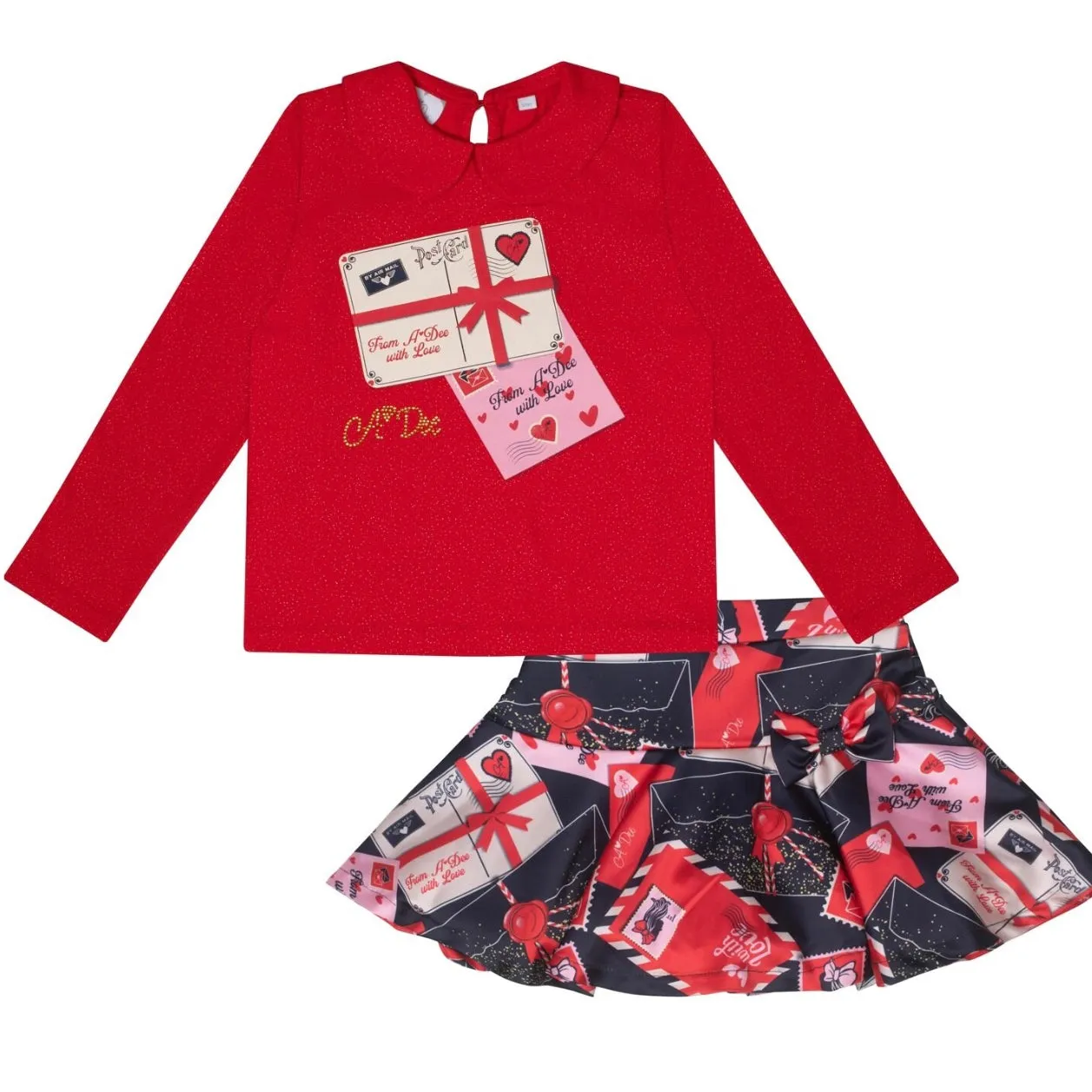 ADee ROXY Red Envelope Print Skirt Set W242505