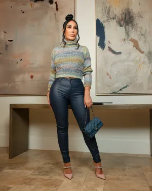 Adelyn (Navy Wax High Rise Pants) ALL SALE ITEMS ARE A FINAL SALE NO EXCHANGE