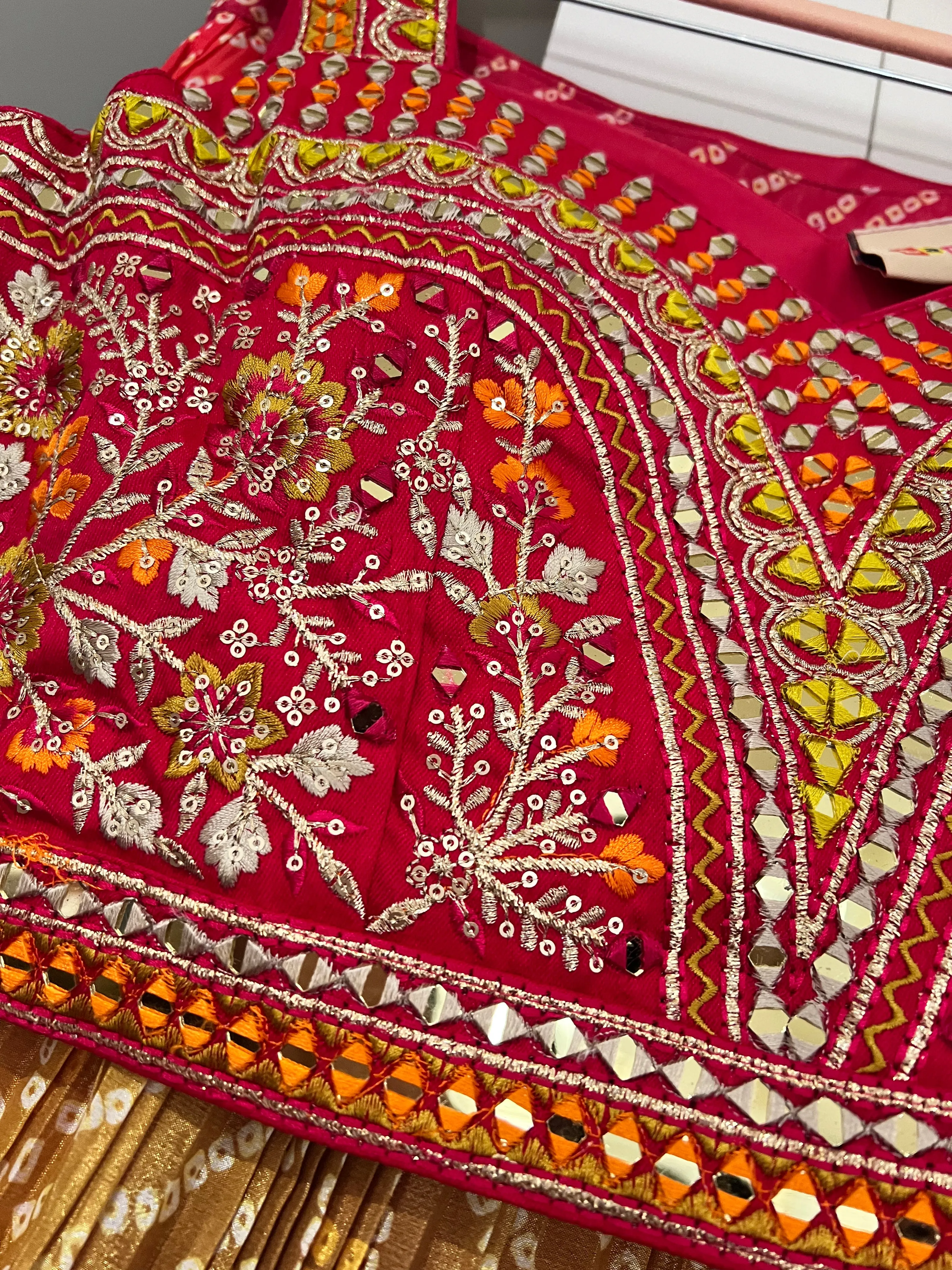 Adult L - Crush Silk Designer Lehanga Set
