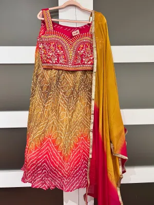 Adult L - Crush Silk Designer Lehanga Set
