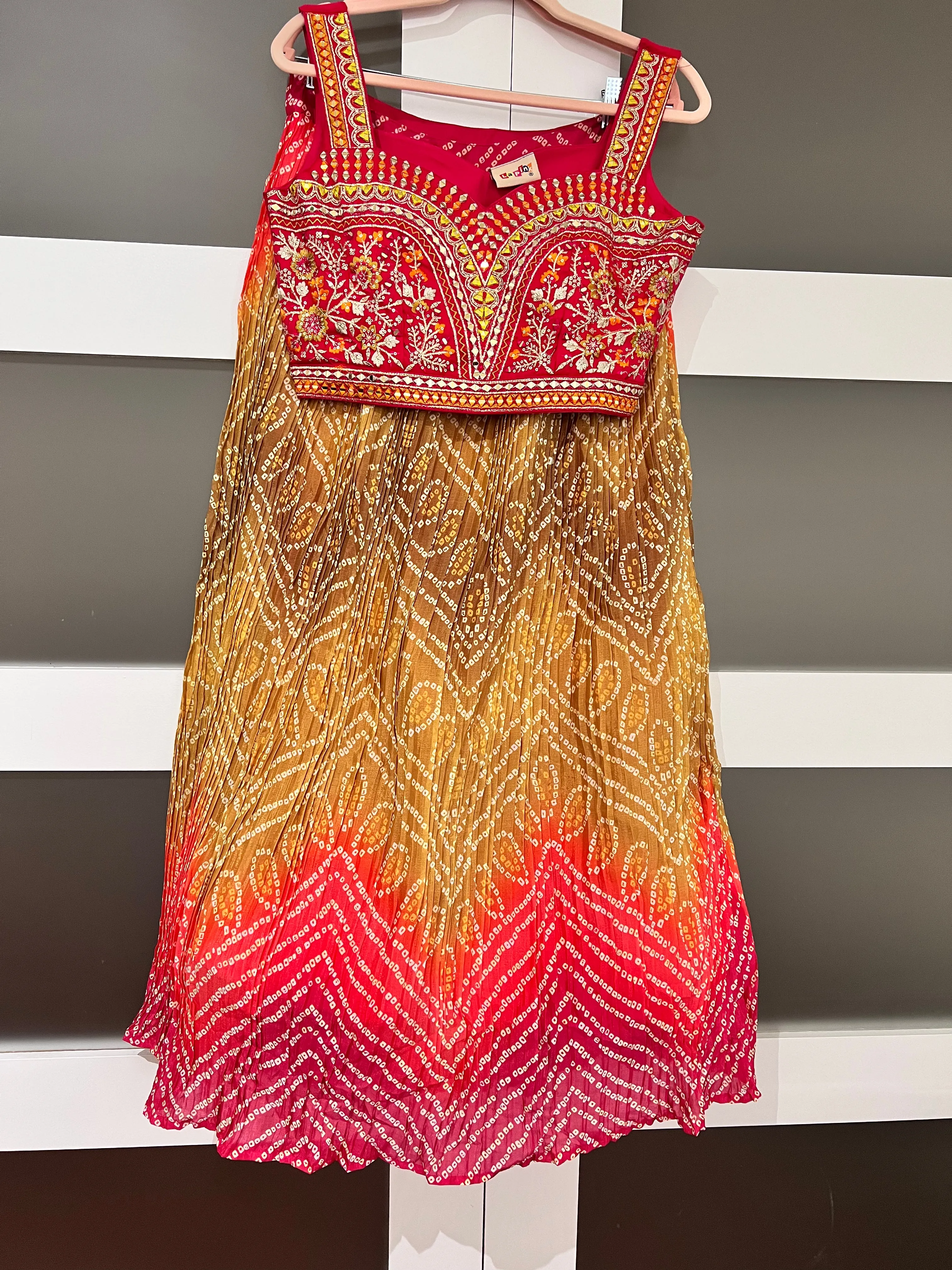 Adult L - Crush Silk Designer Lehanga Set