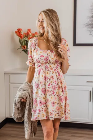 Afternoon Daydream Off-The-Shoulder Dress- Pink