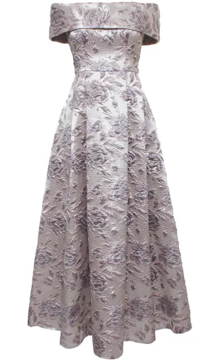 Alex Evenings Long Printed Off The Shoulder Dress