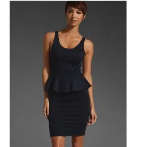 Alice   Olivia Employed Mini Dress Dark Blue Size 2 Peplum Sleeveless Bodycon