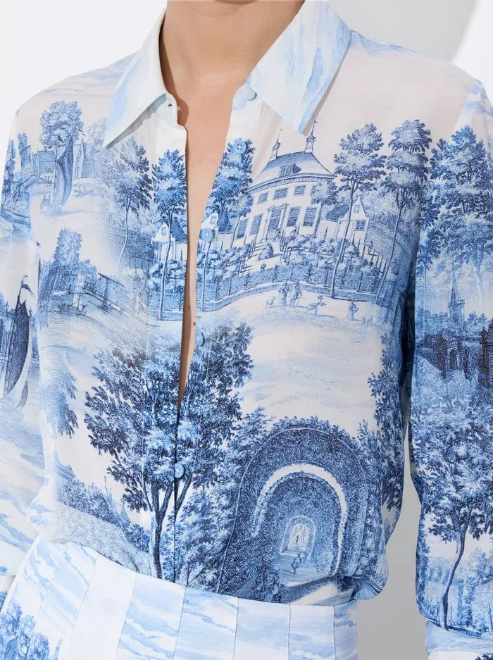 Alice   Olivia Willa Placket Top in Chateau