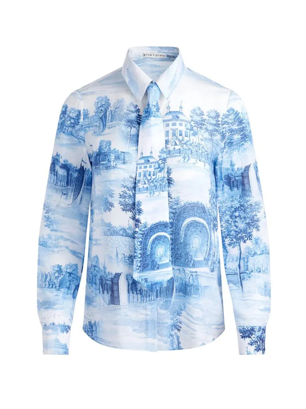 Alice   Olivia Willa Placket Top in Chateau