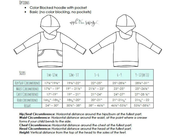 All Sizes Hooded Dress and Color Blocked Hoodie BUNDLE - PDF Apple Tree Sewing Patterns (bonus extended sizes included)