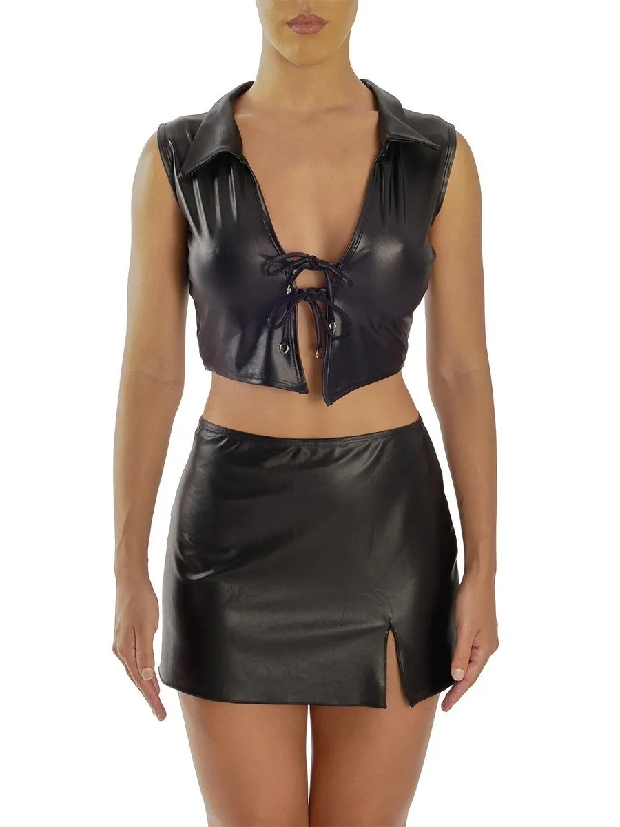AMORE SKIRT | JET BLACK SATIN