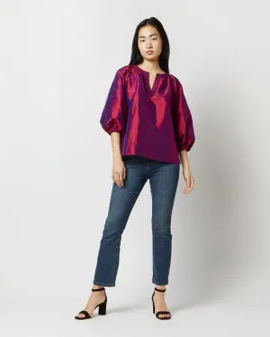Ann Mashburn Trapunto Blouson Top - Berry