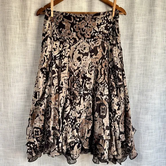 Anne Klein Vintage Velvet Burnout Whimsigoth Silk Skirt Size 6