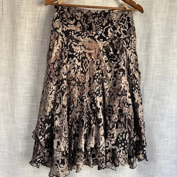 Anne Klein Vintage Velvet Burnout Whimsigoth Silk Skirt Size 6