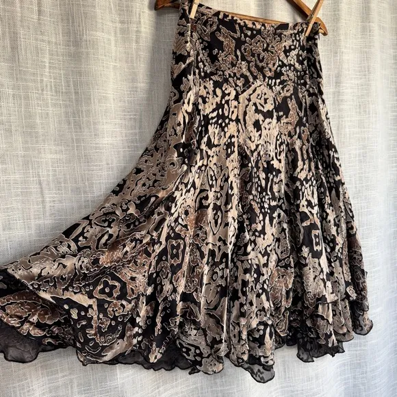Anne Klein Vintage Velvet Burnout Whimsigoth Silk Skirt Size 6