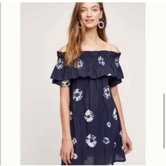 Anthropologie Whit Two Lou Off-The-Shoulder Dress Sz Small