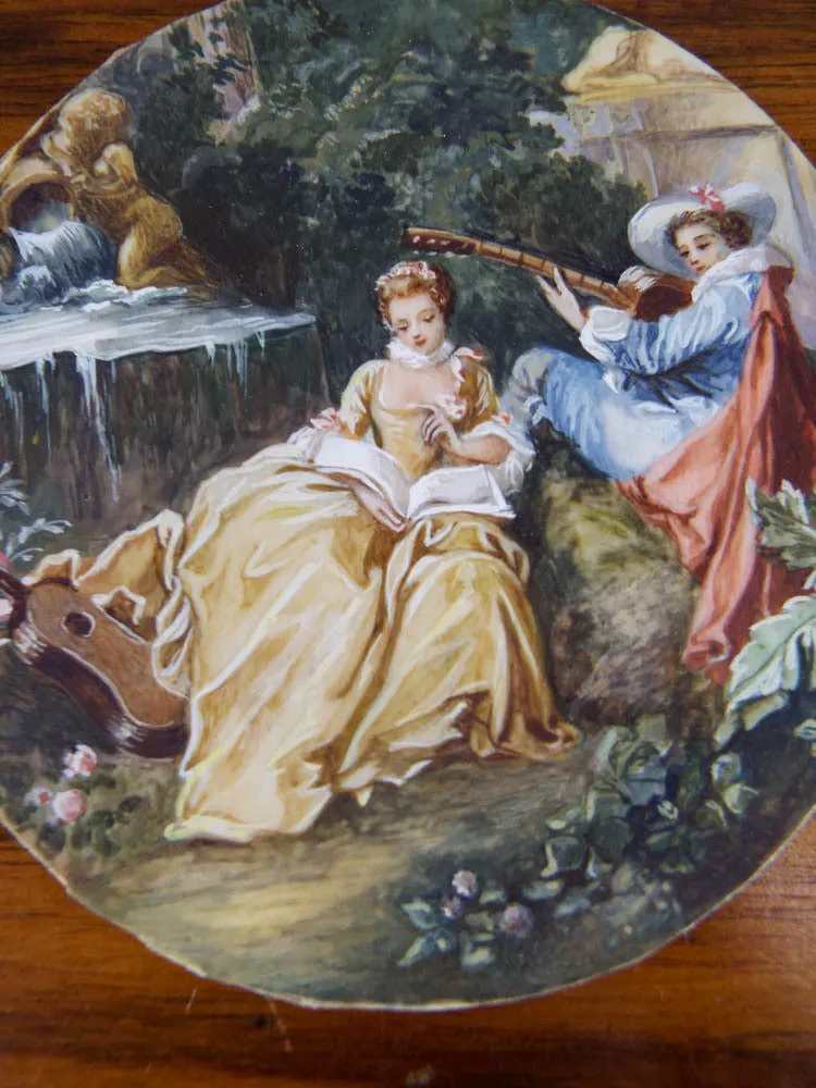 Antique 19th C Framed Miniature Scenic Paintings After Boucher