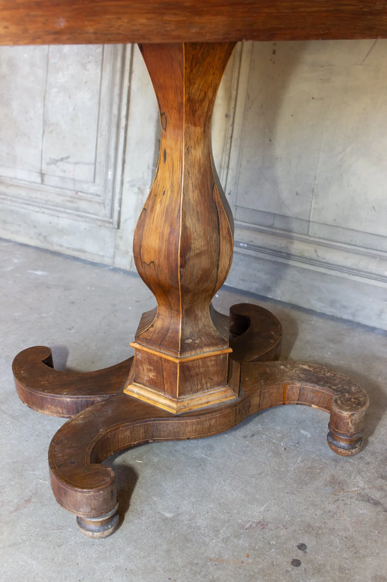 Antique French Folding Game Table Console with Inlaid Details and Velvet