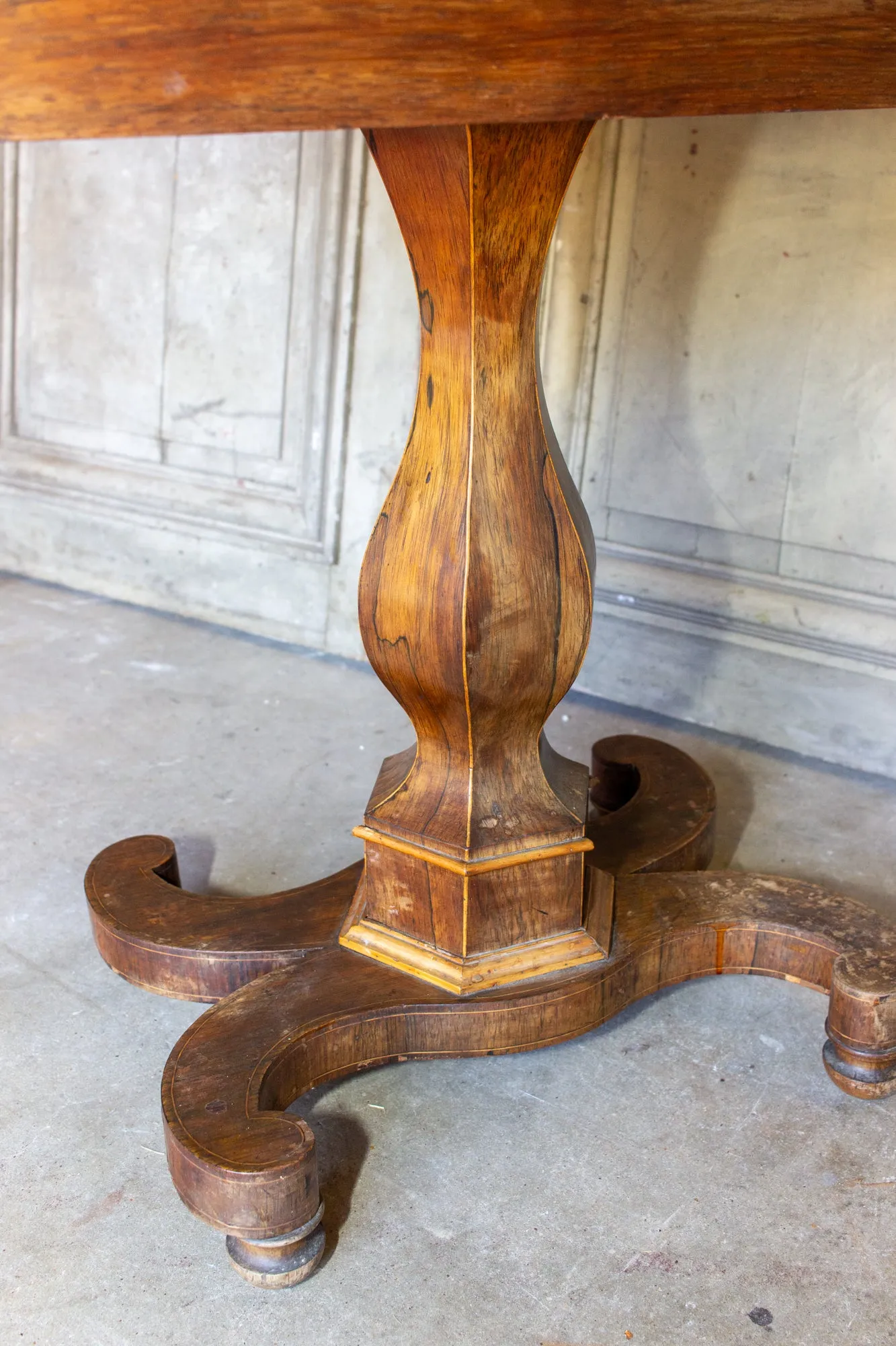 Antique French Folding Game Table Console with Inlaid Details and Velvet