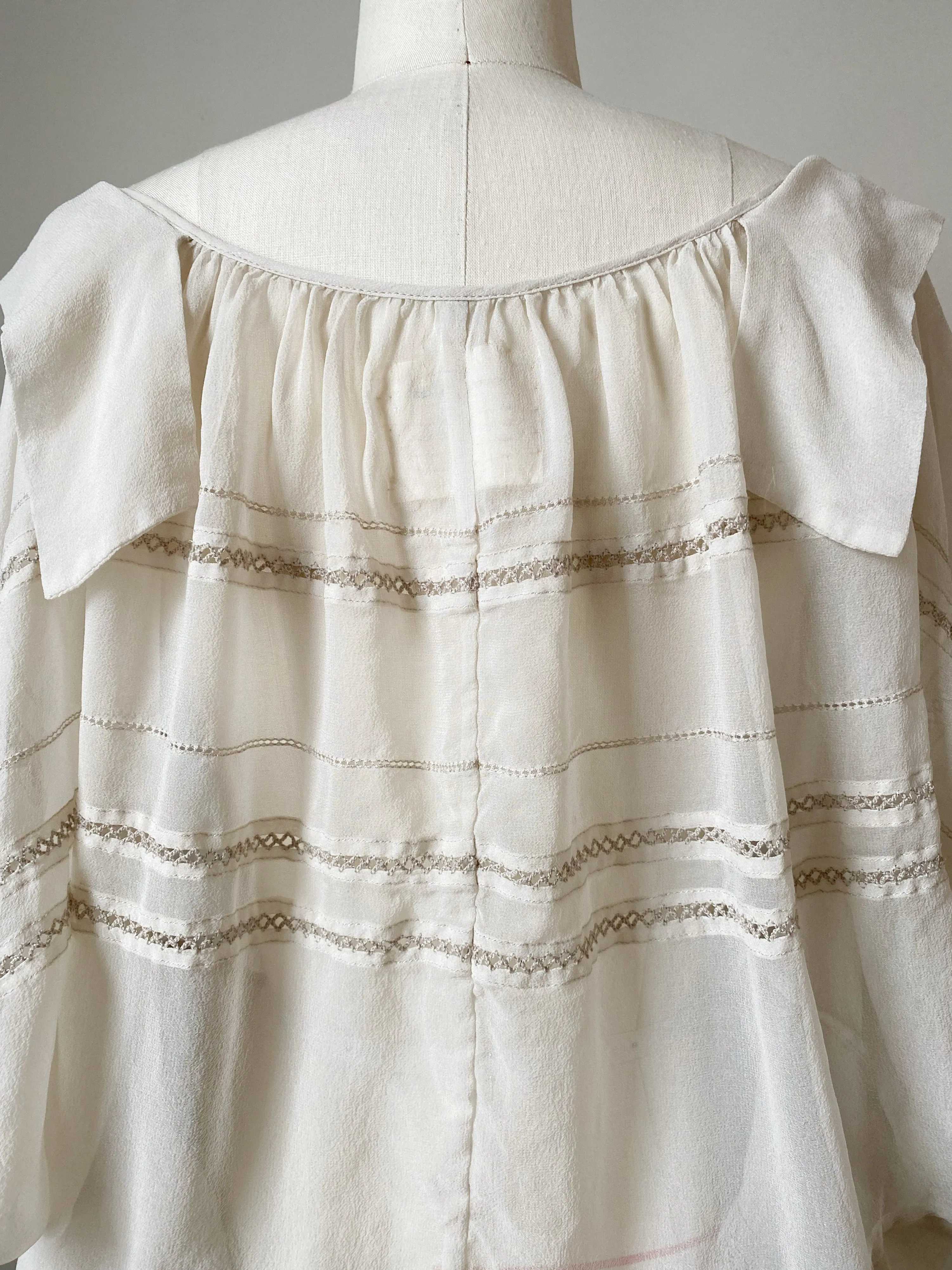 archive abstract vintage silk chiffon and lace cocoon top