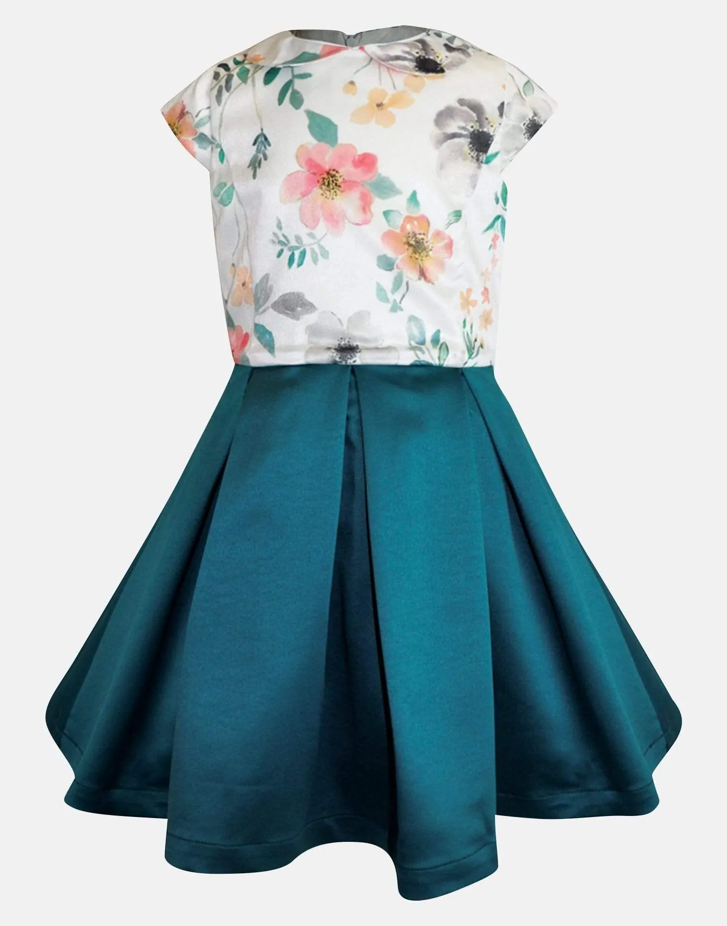 Aria: Coral poppy & jade dress & headband